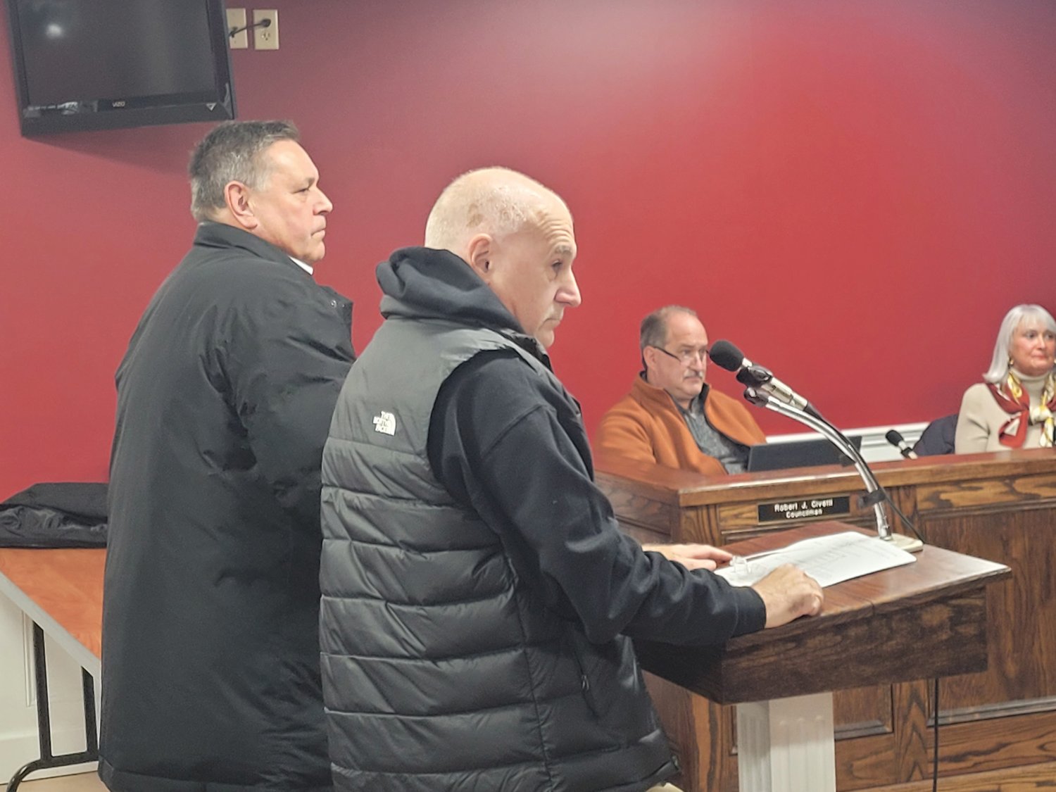 APPOINTED BY THE MAYOR: Johnston Mayor Joseph M. Polisena called Richard J. DelFino Jr. before Town Council on Monday night. DelFino has been appointed the new Johnston Senior Center Executive Director following last week’s firing of Matt Bolton.
